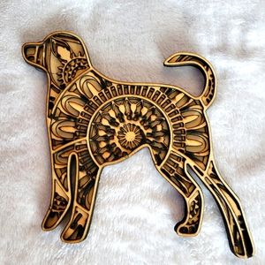 4D hand crafted wood Dog Mandela